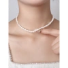 2021 New Korean natural freshwater pearl heart-shaped smiling face pendant necklace, fairy-like and versatile collarbone chain details Picture